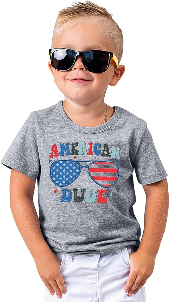 Toddler Boys 4th of July Shirt: Little Boy American Dude Shirt American Flag Shirt Independence Day Tee Top 3t 4t