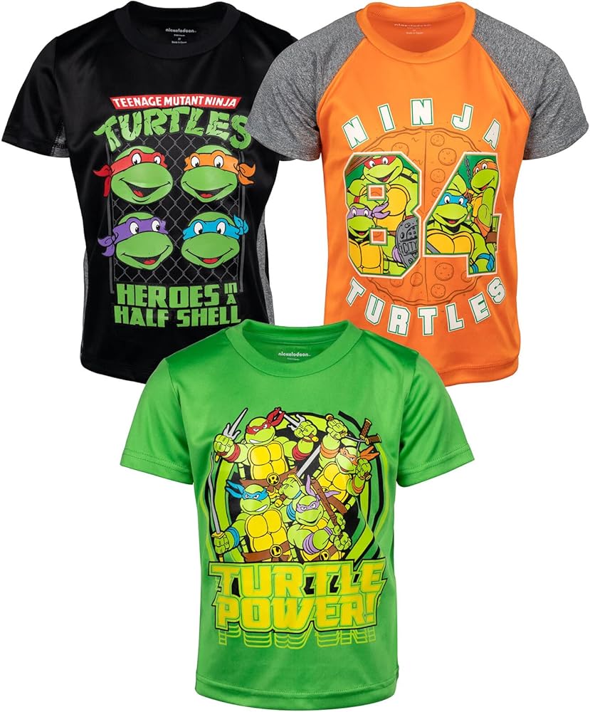 Teenage Mutant Ninja Turtles Leonardo Michelangelo Raphael 3 Pack Athletic T-Shirts Toddler to Big Kid