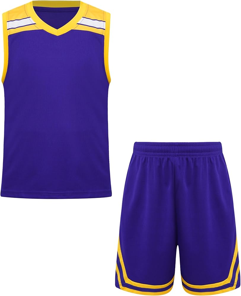 YiZYiF Kids Boys Girls 2 Piece Jersey Set Basketball Training Uniform Sleeveless Tank Top with Sport Shorts Set