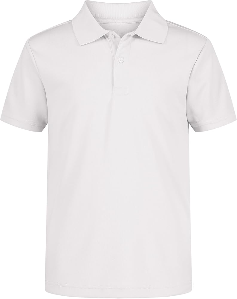 Nautica Boys' School Uniform Short Sleeve Polo Shirt, Button Closure, Moisture Wicking Performance Material