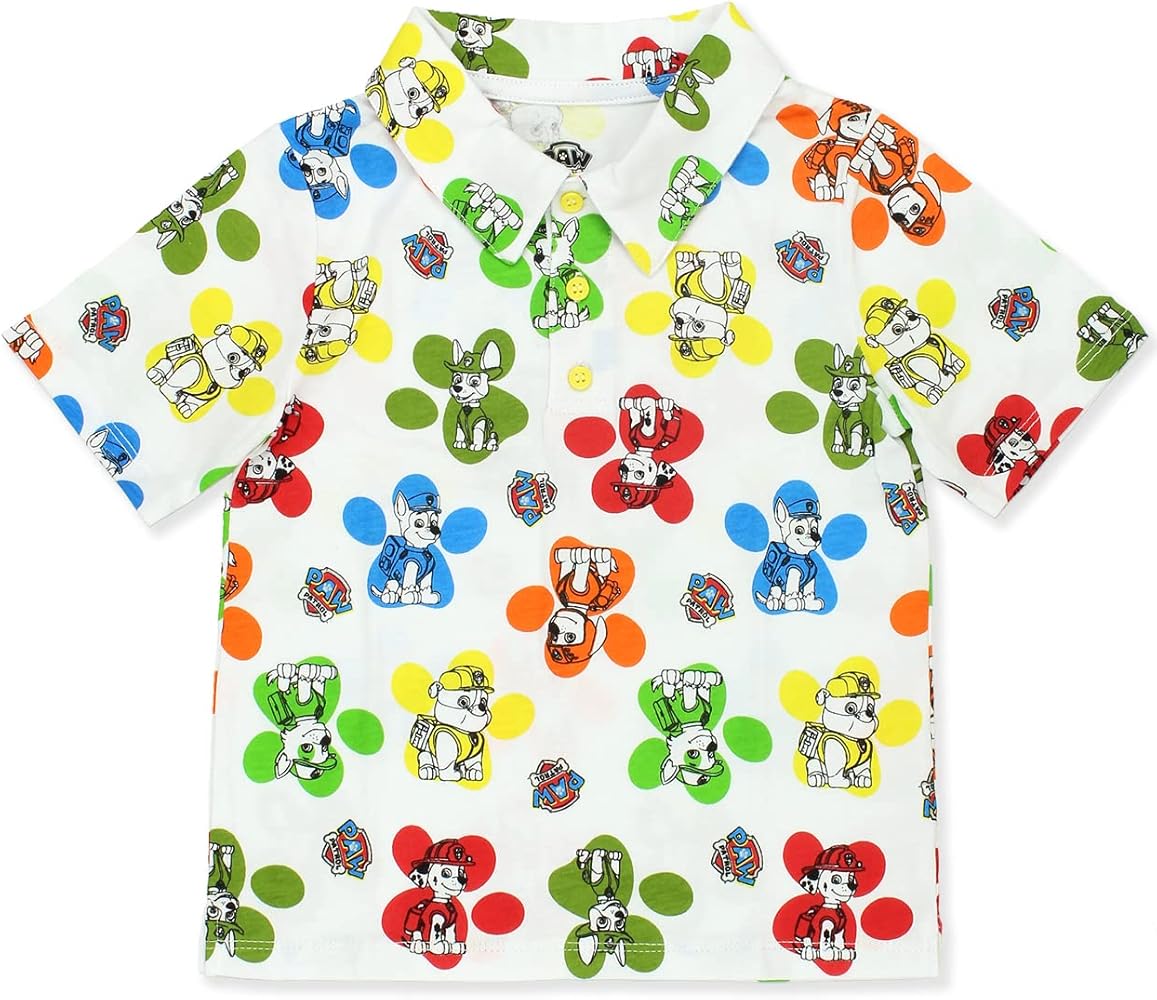 Paw Patrol Paw Print Toddler Boys Collared Short Sleeve Polo Tee Shirt