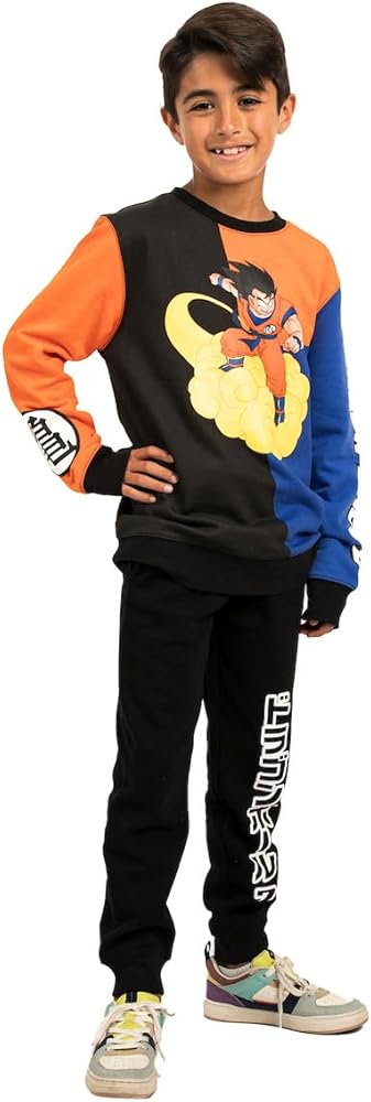 Bioworld Dragon Ball Z Goku and Title Logo Oversized Graphic Youth Sweatshirt and Joggers 2-Piece Set