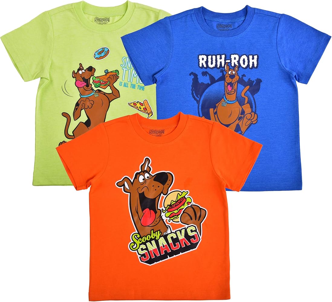 Scooby-Doo Warner Bros Boys’ T-Shirt 3 Pack for Toddler – Blue/Green/Orange