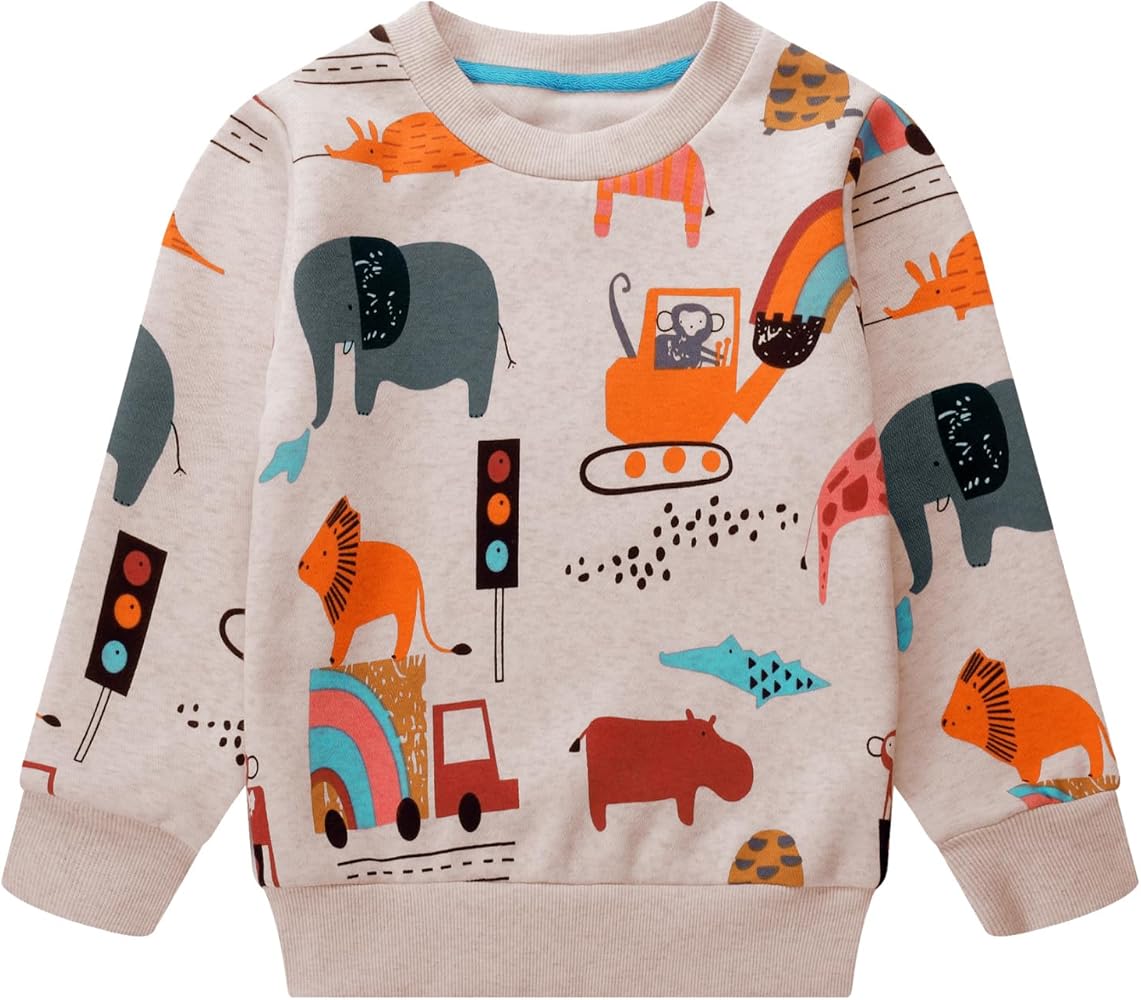 Toddler Boys Cotton Sweatshirts Casual Long Sleeve Top Shirts Kids Winter Clothes Pullover Sweater 2T-8T