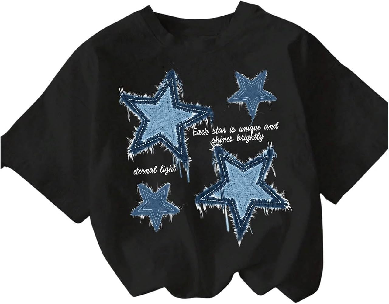 Floerns Boy's Star Print Short Sleeve T Shirts Drop Shoulder Kids Tee Tops