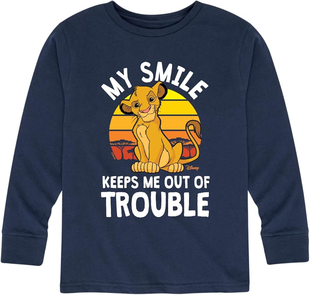 Disney The Lion King - Simba - My Smile Keep Me Out of Trouble - Toddler & Youth Long Sleeve Graphic T-Shirt