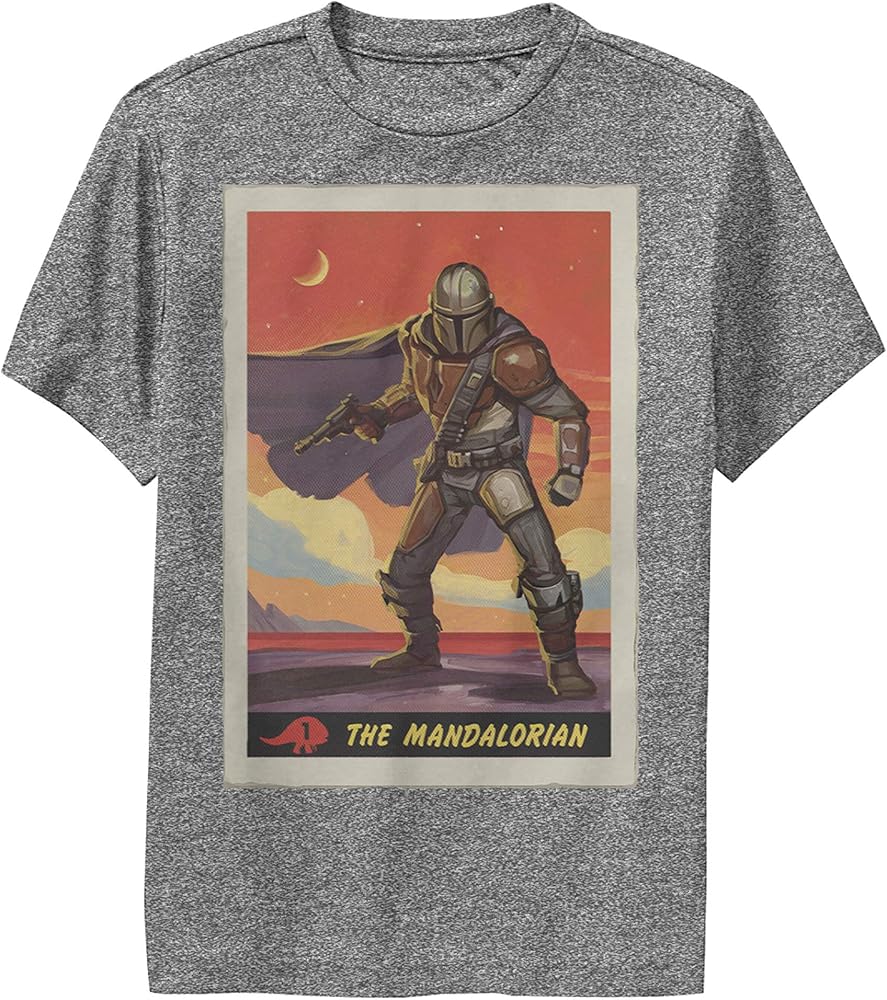 STAR WARS Boy's The Mandalorian Trading Card Performance Tee