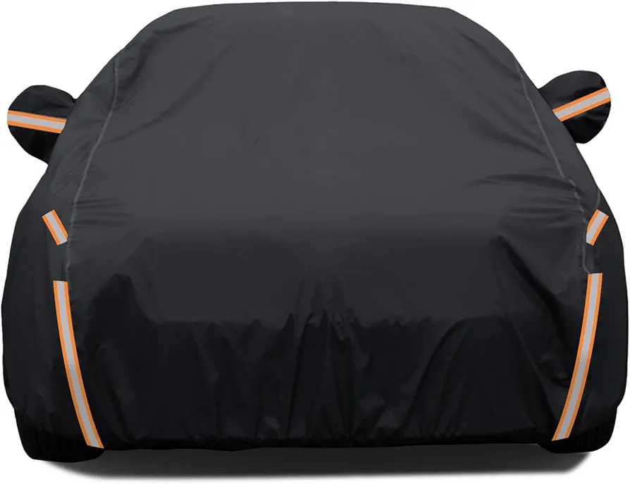 NEVERLAND Car Cover Waterproof All Weather for Automobiles, Sedan Car Cover Heavy Duty Outdoor Rain Sun Snow Dust Protection, Full Exterior Covers Fit for Sedan(185-196 inch), Black