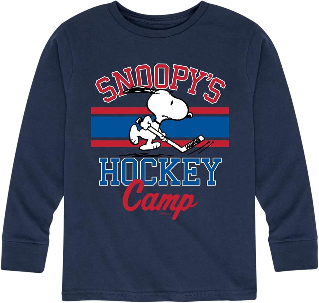 HYBRID APPAREL - Peanuts - Snoopy's Hockey Camp - Toddler and Youth Long Sleeve Graphic T-Shirt