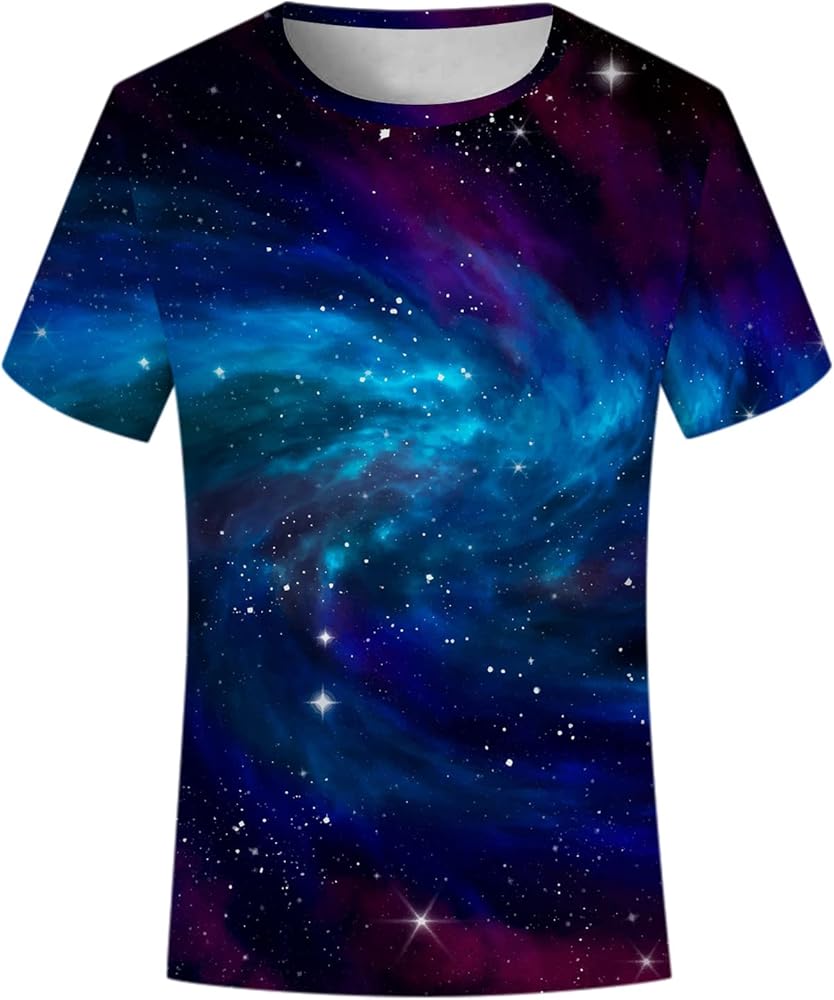 Boys Graphic T Shirts Summer Short Sleeve Galaxy Printed Tees Round Neck Fashion Tops Kids Casual Clothes for Boys Girls