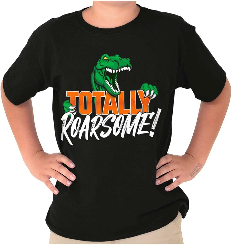 Cool Totally Roarsome Dinosaur Pun Boys Kids T Shirt Tees Tops