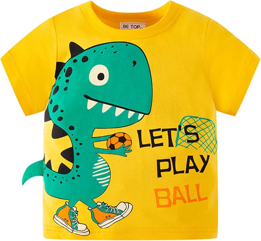 Summer Baby Boy Clothes Cartoon Dinosaur Short Sleeve Crewneck T Shirts Tops Tee Clothes