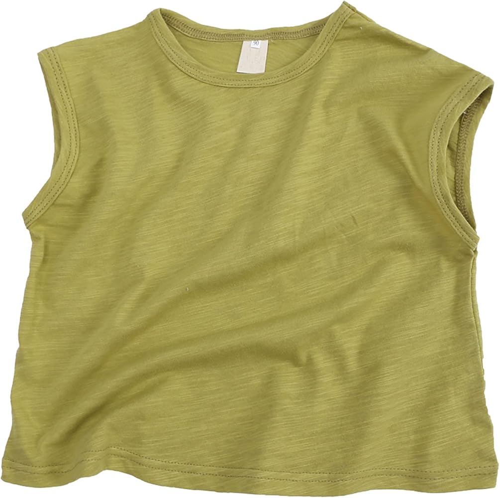 Toddler Kids Sleeveless Tank Top Shirt Baby Girls Boys Classic Loose Sleeveless T Shirt Tee Summer Solid Long Sleeve Top