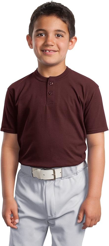 Sport-Tek Boys' Short Sleeve Henley M Maroon