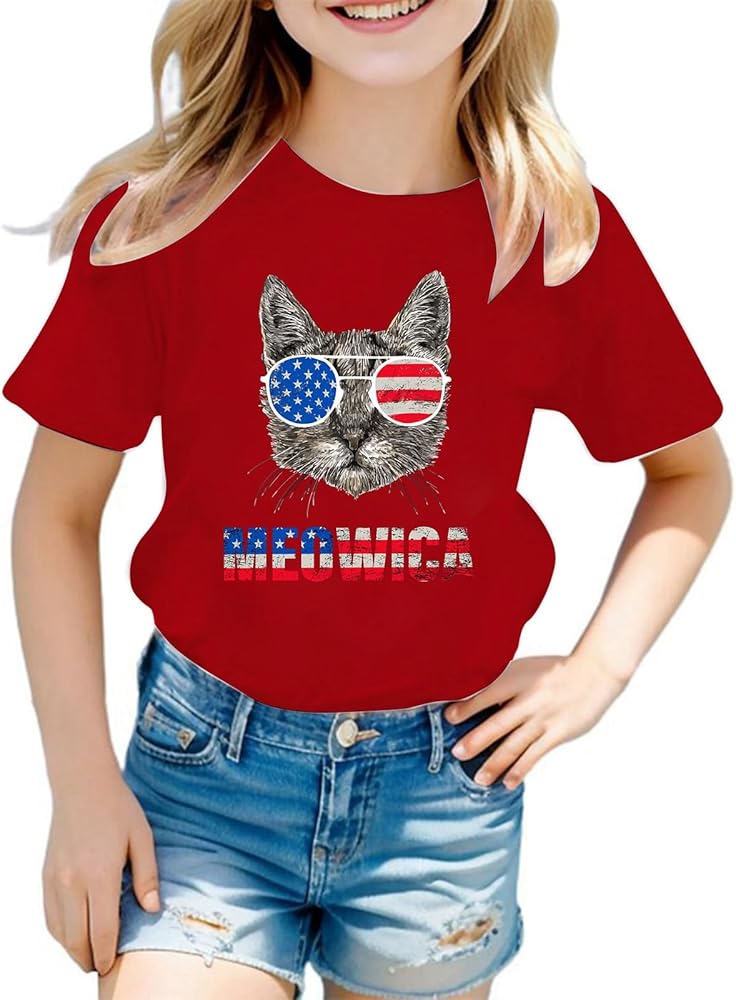 Toddler Girls Boys 4th of July T-Shirt Patriotic Print T-Shirts Fashion Short Sleeve Crewneck Independence Day Tops Tees 3-10 Years,4Th of July Shirt Kids,4Th July Shirts for Boys Red