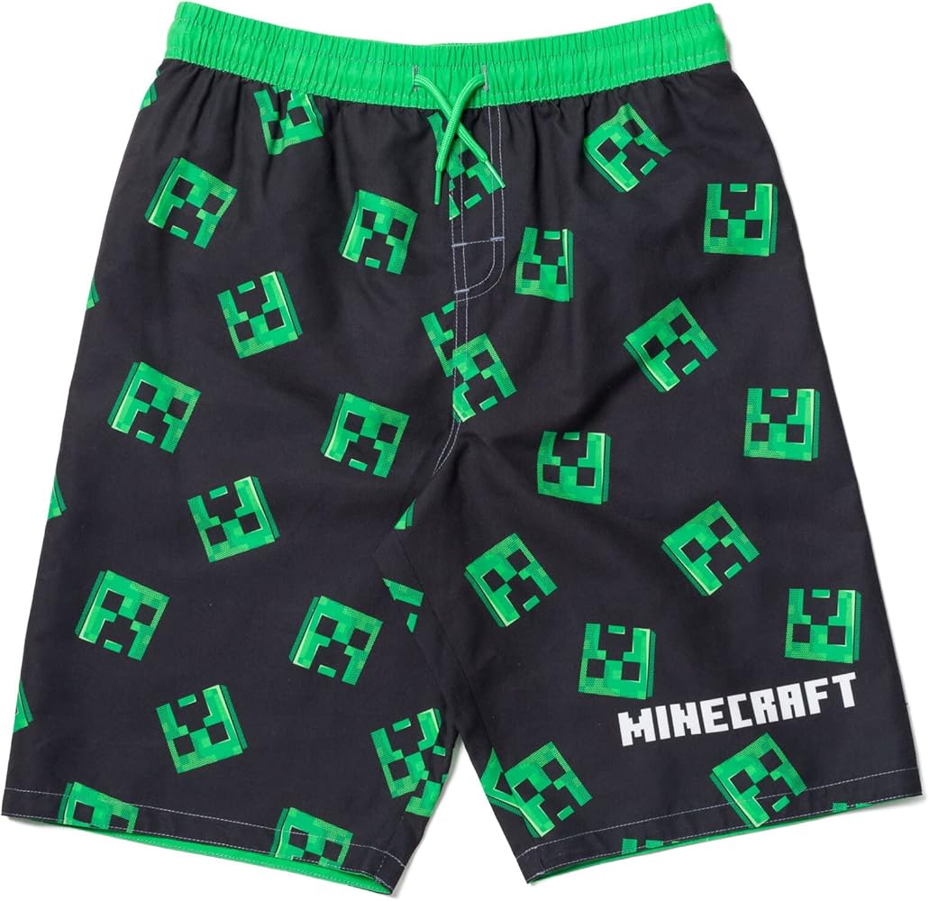 Minecraft UPF 50+ Swim Trunks Bathing Suit Toddler to Big Kid Sizes (4T - 18-20)