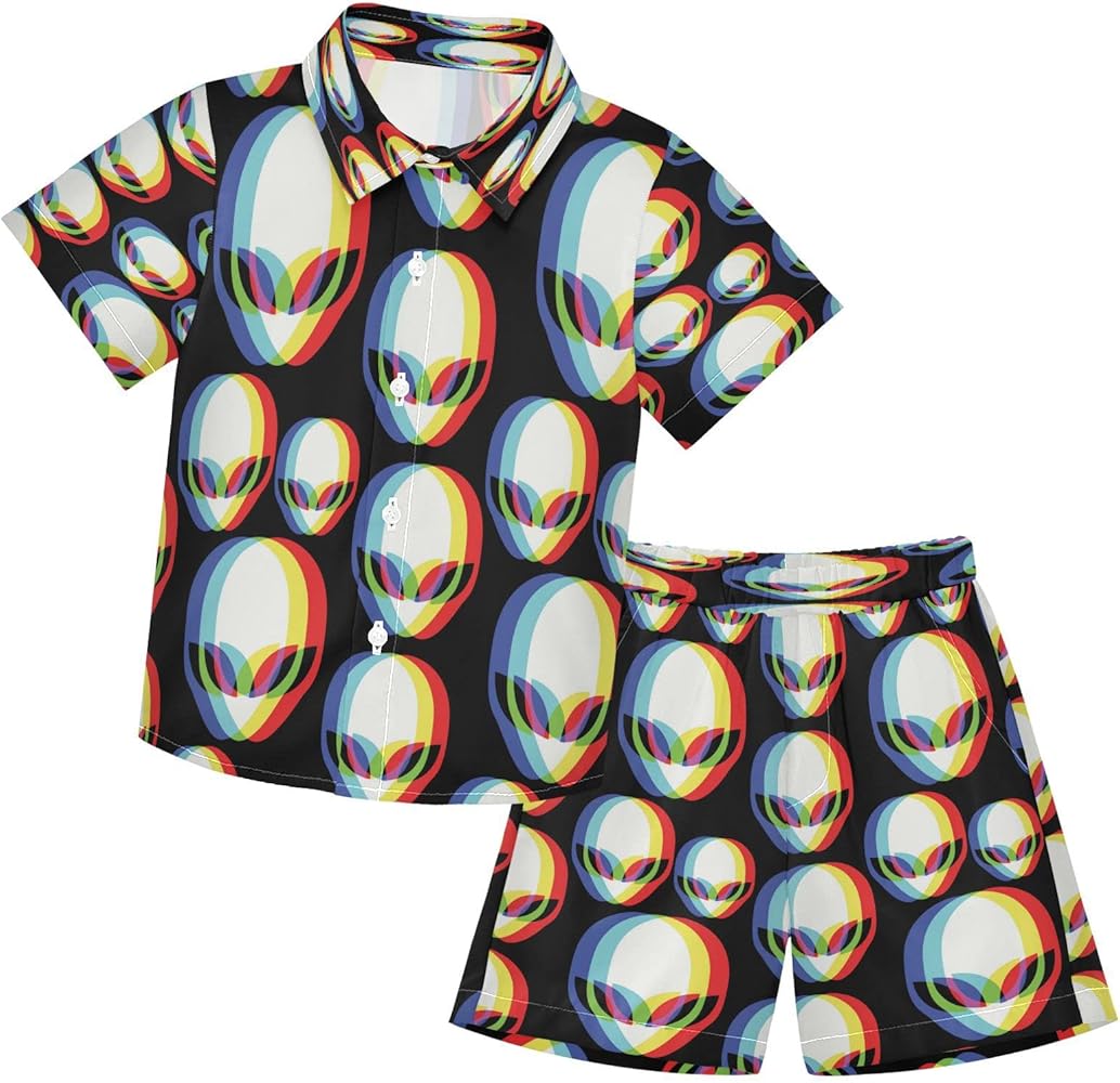 3d Alien Fashion Boy Summer Shorts Sets Hawaiian Toddler?Boys T-Shirt & Pants 2 Pcs 3T