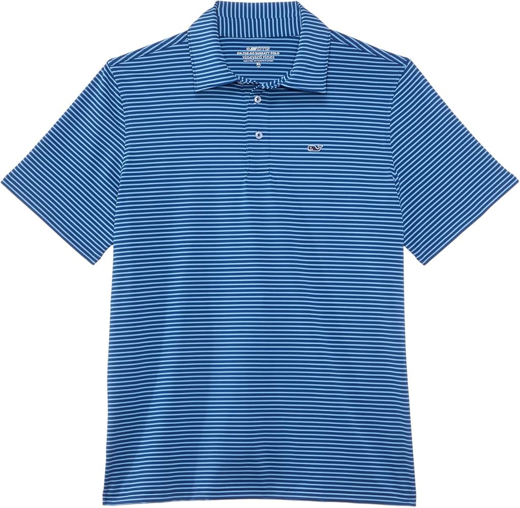 vineyard vines Boys' Bradley Sankaty Polo, Stripe Blue Bay/Ocean Breeze