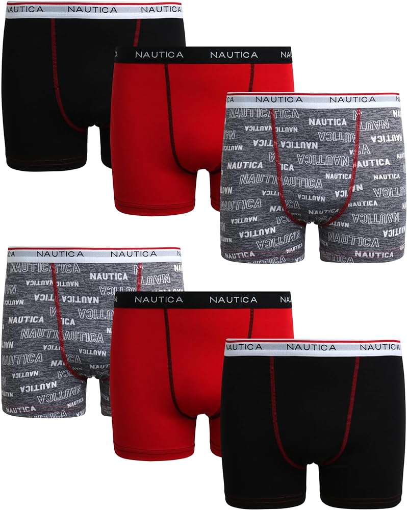 Nautica Boys' Boxer Briefs - 3 Pack/6 Pack Stretch Performance Boys Boxers - Kids Boxer Briefs Underwear for Boys (6-18)