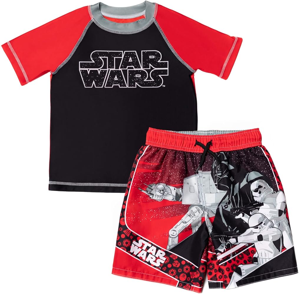 STAR WARS X-Wing TIE Fighter Stormtrooper Rash Guard and Swim Trunks Outfit Set Toddler to Big Kid