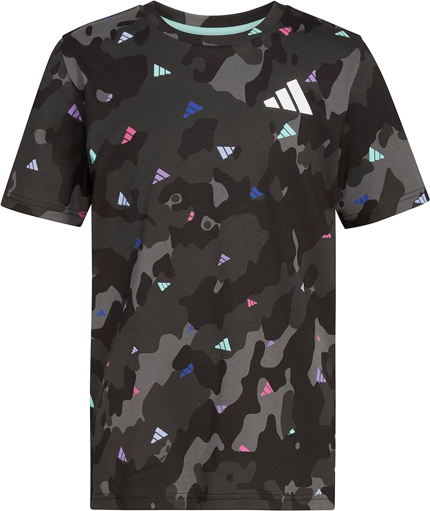 adidas Boys' Short Sleeve Cotton Allover Bos T-Shirt