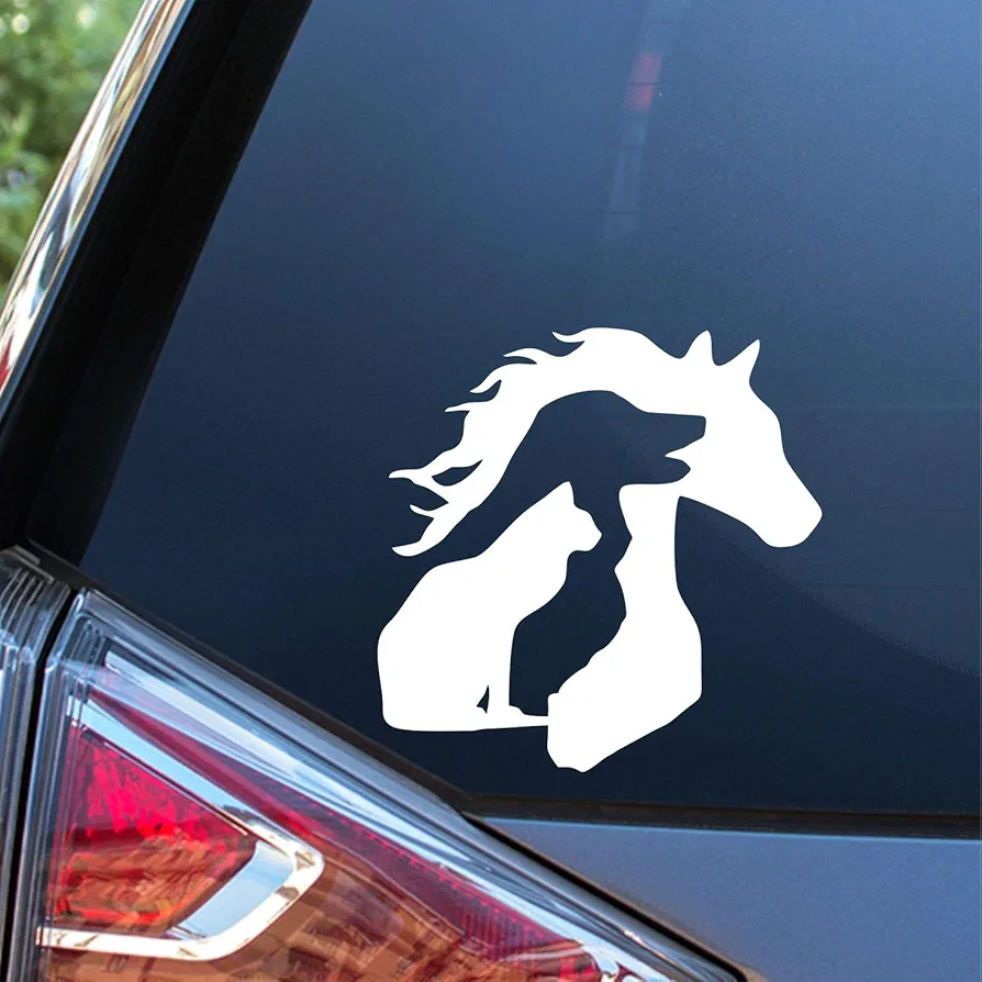 Sunset Graphics & Decals Pet Lover - Horse Dog Cat Decal Vinyl Car Sticker | Cars Trucks Vans Walls Laptop | White | 5 inches | SGD000238