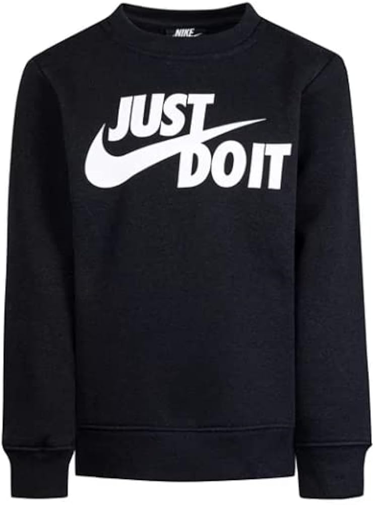 Nike Boys Just Do It Fleece Pullover Sweatshirt Size 6 Black