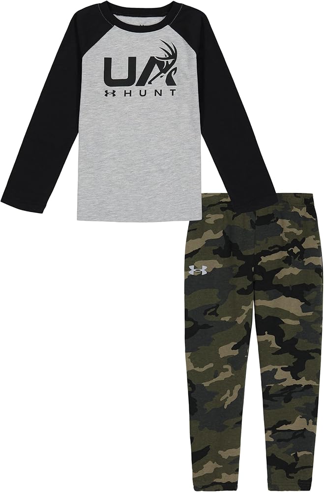 Under Armour Boys Outdoor Set, Cohesive Pants Or Shorts & Top Clothing Set, Mod Gray Woodland, 4 US