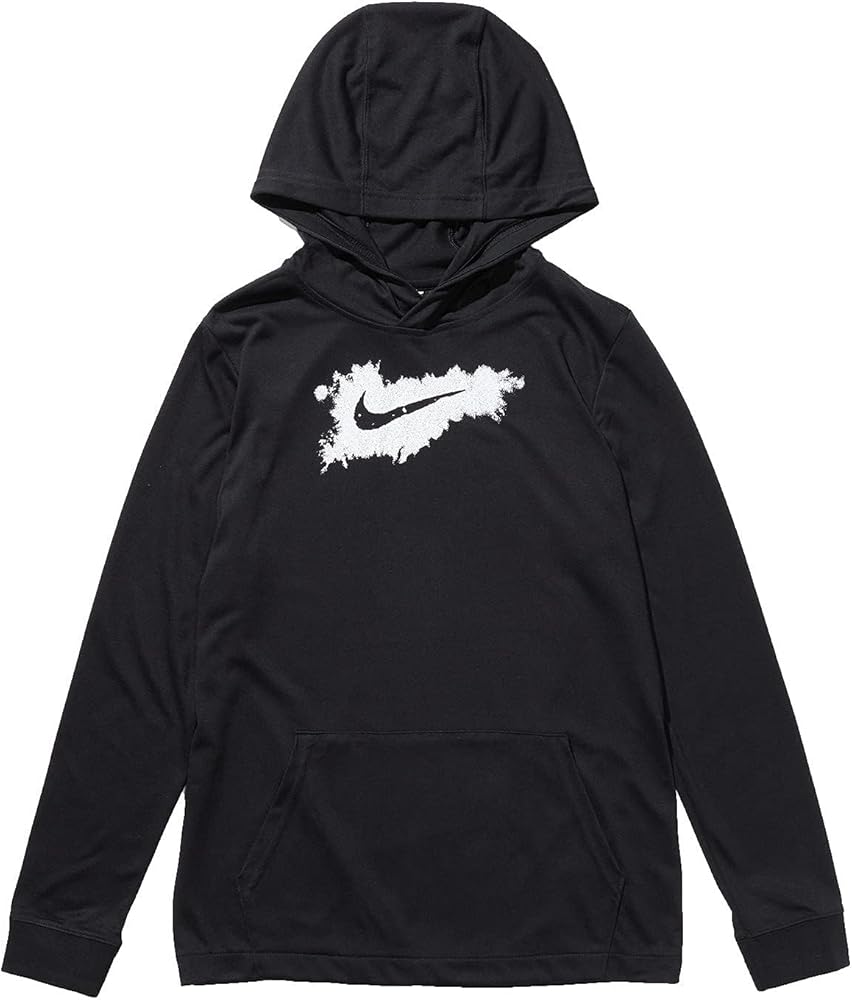 Nike Boy's Sportswear Jersey Hoodie (Little Kids/Big Kids) Black/White XS (6X Little Kid)