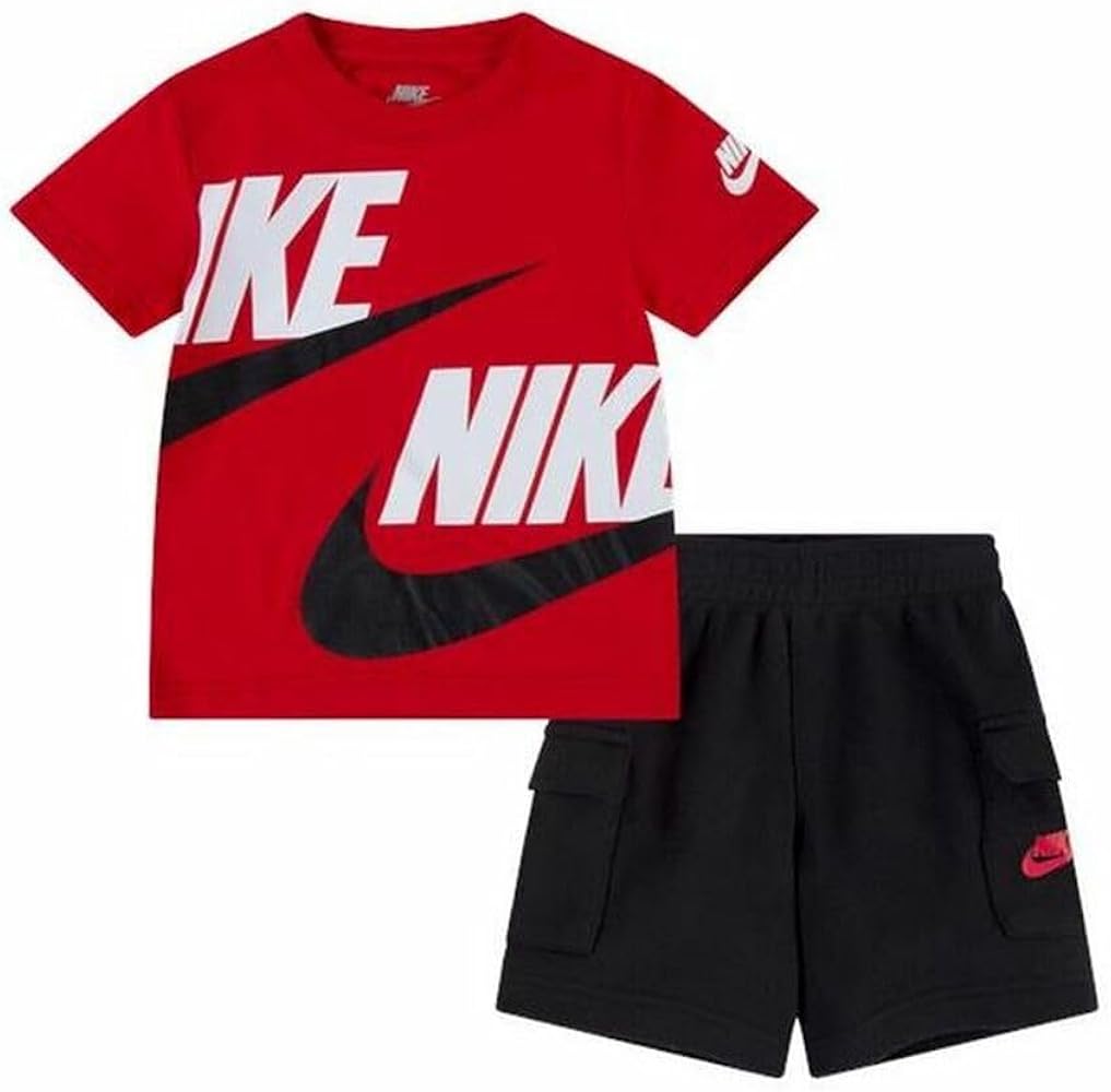 Nike Boy's Sportswear T-Shirt and Cargo Shorts Set (Toddler/Little Kids) Black 7 Little Kid