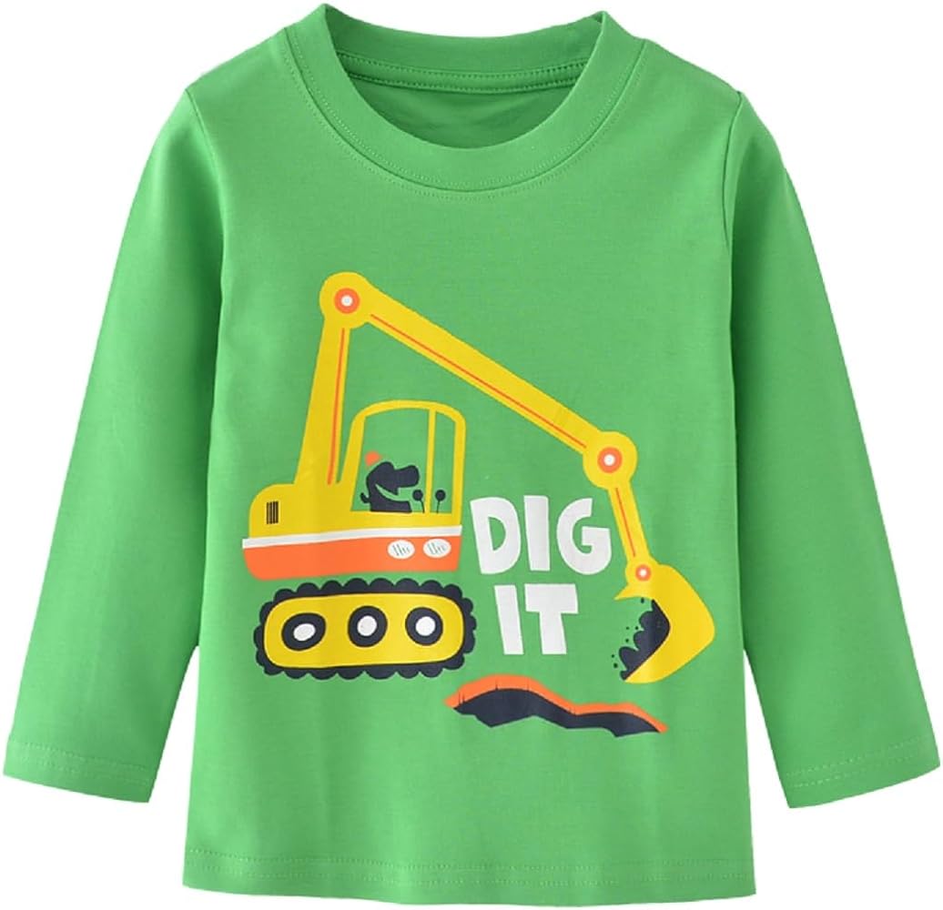 Truck Shirts Little Boys Kids Long Sleeve T-Shirts Green