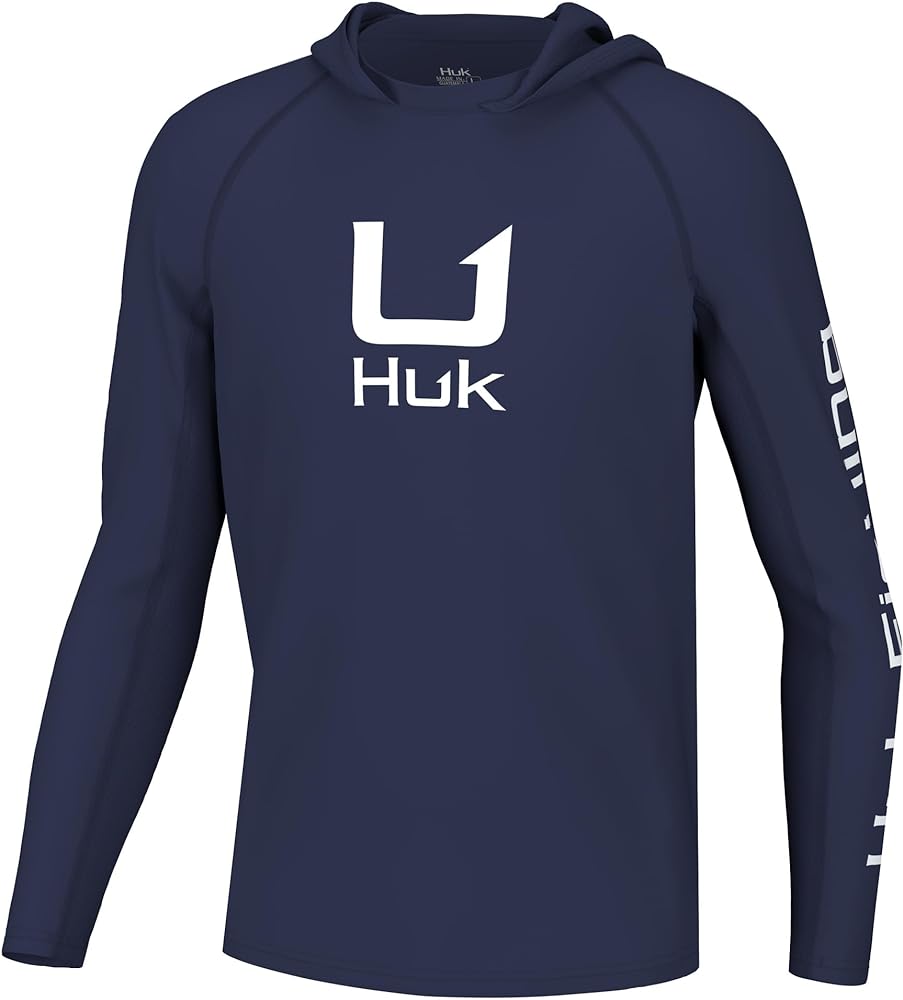 HUK Boy's Icon X Hoodie, Fishing Shirt with Sun Protection for Kids