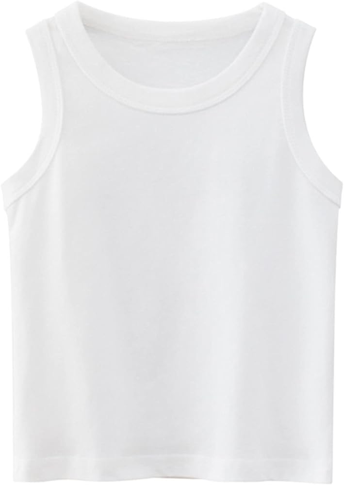 BILIKEYU Boys Girls Sleeveless Summer Tank Tops Crew Neck Solid Color Casual Loose Basic Tee Shirts