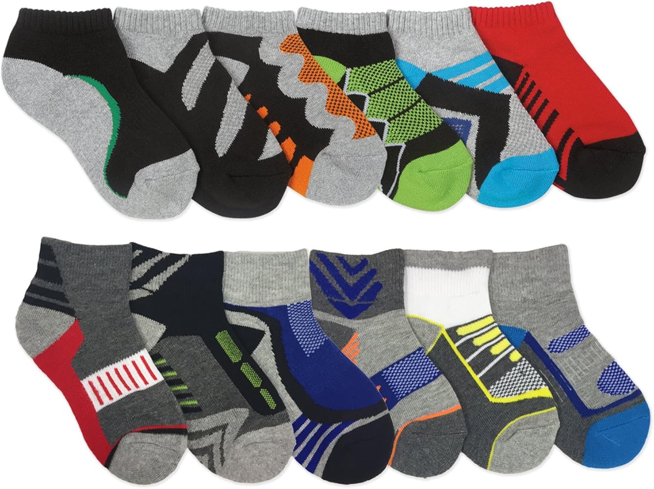 Jefferies Socks Boys Sport Tech Pattern Variety School Socks 12 Pair Pack