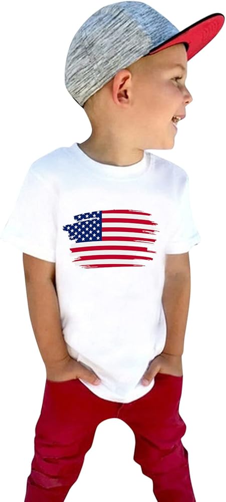 Baby Boys Independence Day American Flag Tshirt Boys 4th of July Patriotic Shirt Stars Stripe Tee Tops Memorial Day Clothes