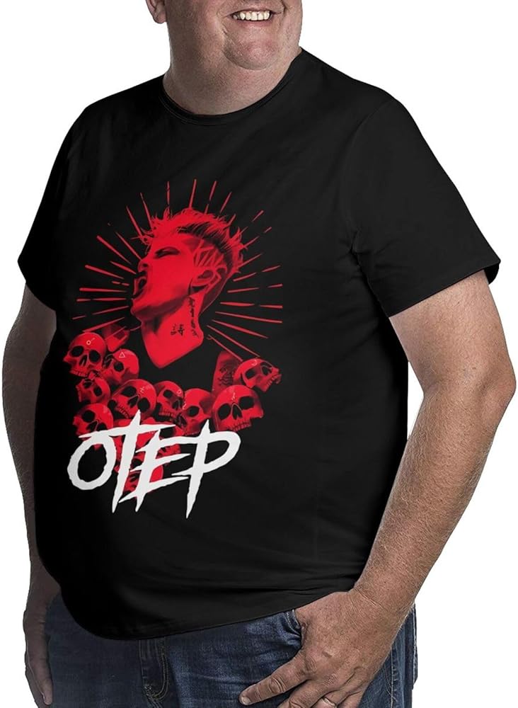 Big Size T Shirt Otep Men's Summer O-Neck Clothes Short Sleeve Tops Black