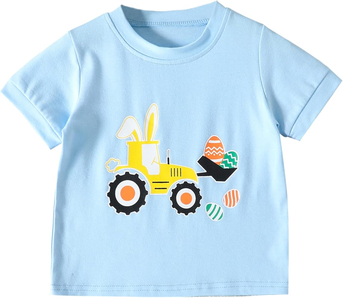 Toddlers Baby Boys Girls Cotton Short Sleeve Shirts Clothes Cars Graphic T-Shirt Outfit Kids Boys Tops Size Medium