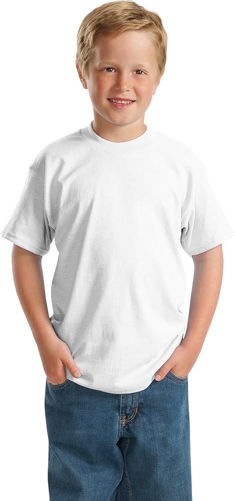 Hanes Boys ComfortBlend EcoSmart Crewneck(5370)-White-XS