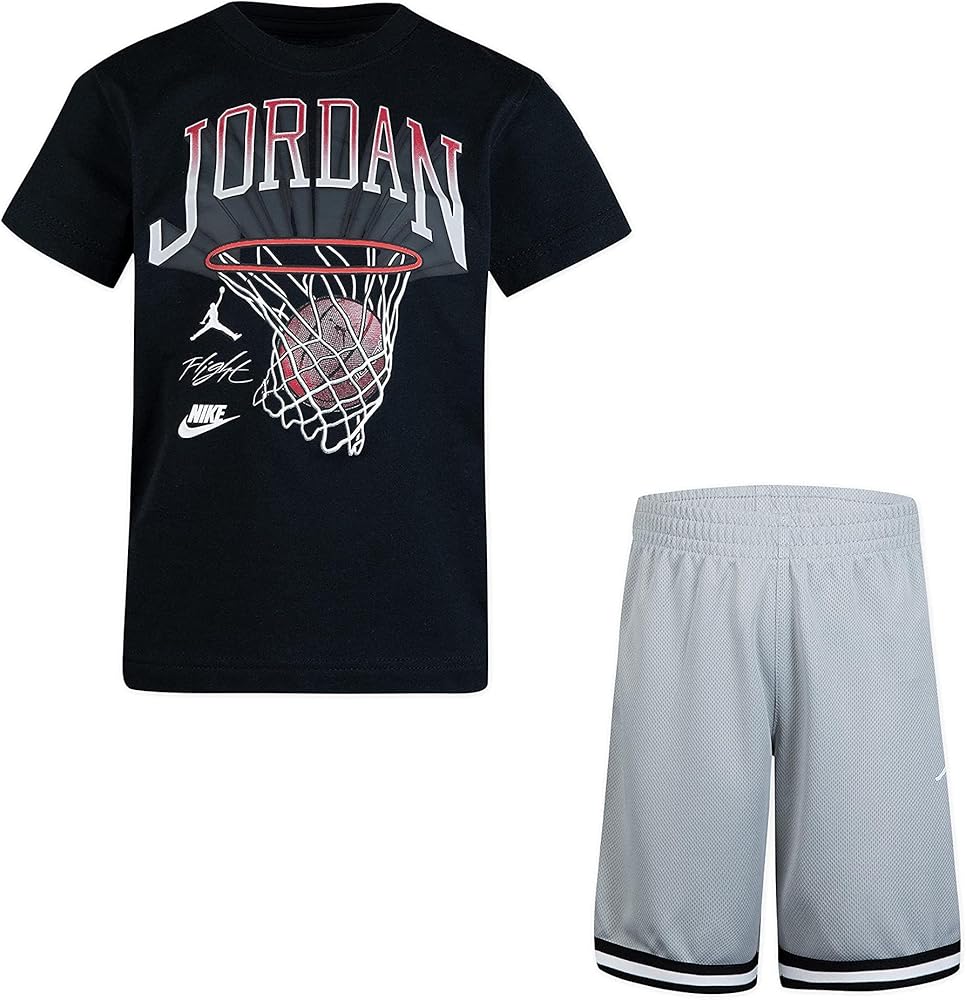 Jordan Boy's Hoop Shorts Set (Toddler/Little Kids/Big Kids) Light Smoke Gray 6 Little Kids