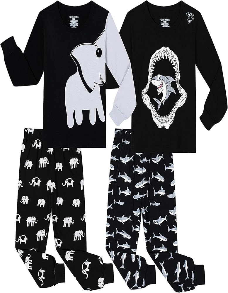 Boys Pajamas 4 piece Planet Winter Long Sleeve Children Set 100% Cotton Little Kids Pjs Sleepwear Size 2-12year