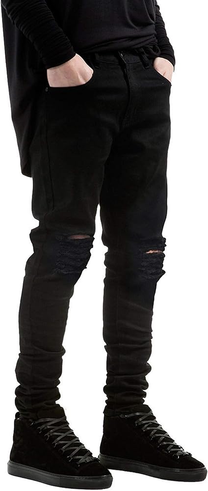 Boy's Black Stretch Destroyed Ripped Distressed Fashion Skinny Slim Fit Jeans