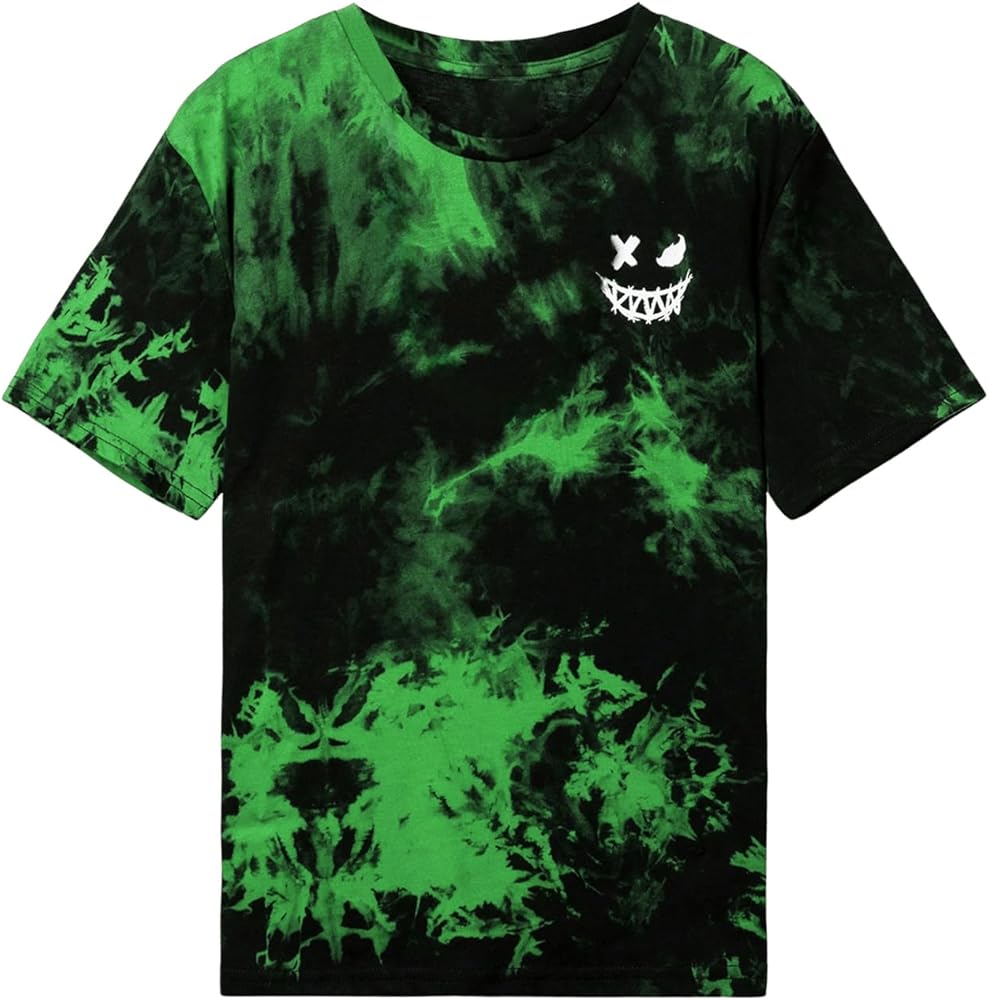 SOLY HUX Boy's Tie Dye Graphic Print T Shirts Short Sleeve Drop Shoulder Summer Tee Tops