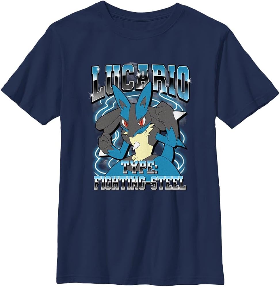 Pokemon Kids Lucario is He Boys Short Sleeve Tee Shirt