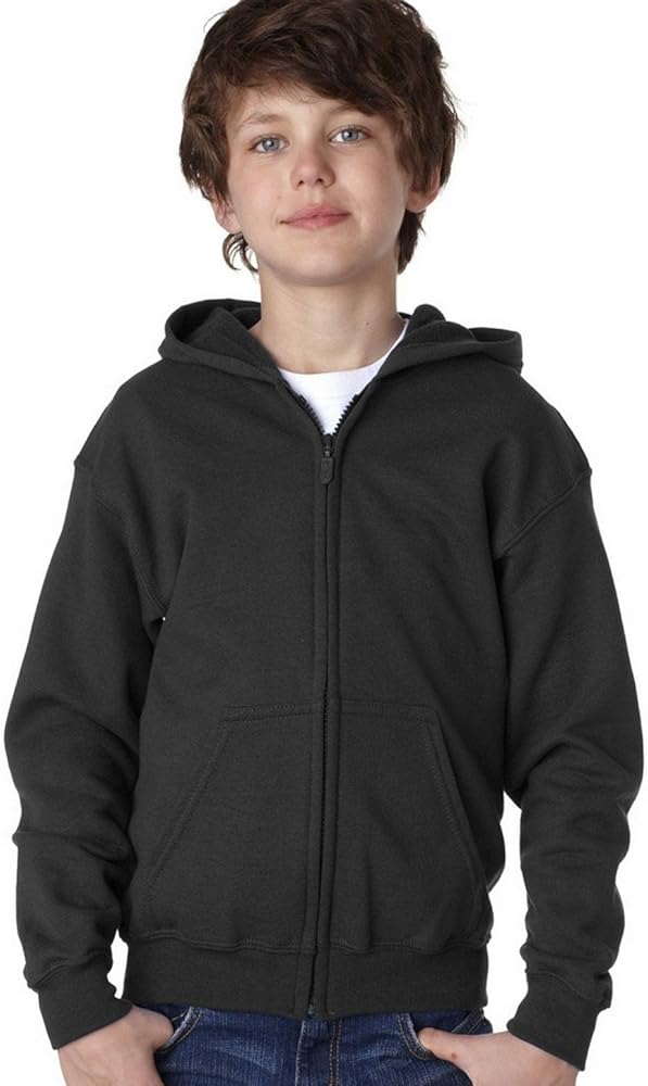 Fashion Gildan 18600B Youth Zip Hood Black X-Small