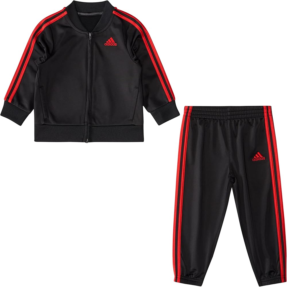 adidas boys Zip Front Classic Tricot Jacket and Joggers Set