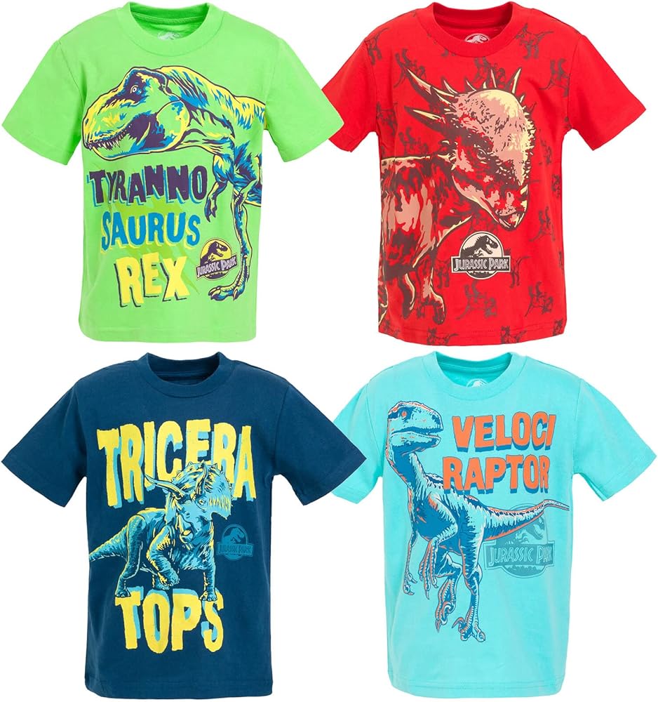 Jurassic World Dinosaur Boys 4 Pack Graphic Short Sleeve T-Shirt