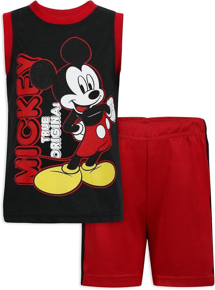 Disney Mickey Mouse Boys Tank Top and Shorts Set for Toddler – Red/Black