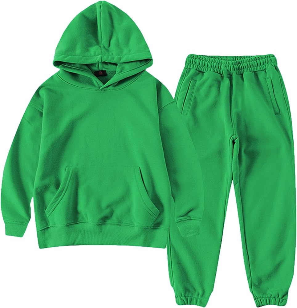 Boy's Hooded Tracksuit Pullover Sweatshirt Jogging Pants Set 2 Pieces Sweatsuit for Age 3-12 Years