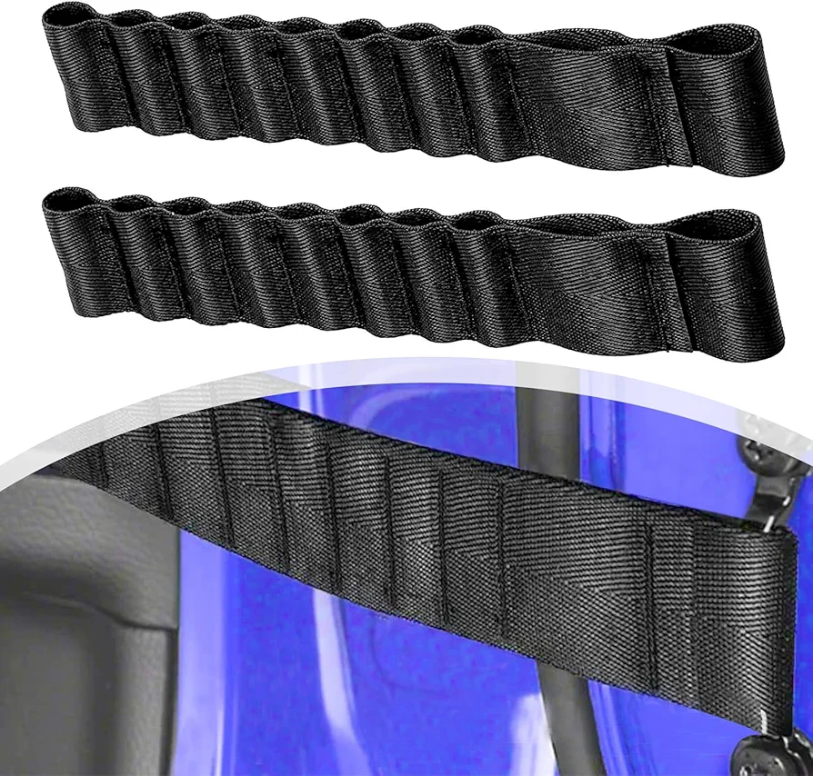 2 PCS Heavy Duty Car Door Limiting Check Strap, Adjustable Nylon Vehicle Door Limit Strap Replacement Load 1000 Lb, Durable Door Protector Compatible with Jeep Wrangler TJ JK JL (Black)