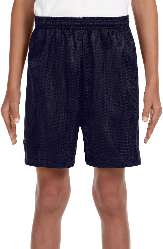 A4 Youth Six Inch Inseam Mesh Short, XL, NAVY